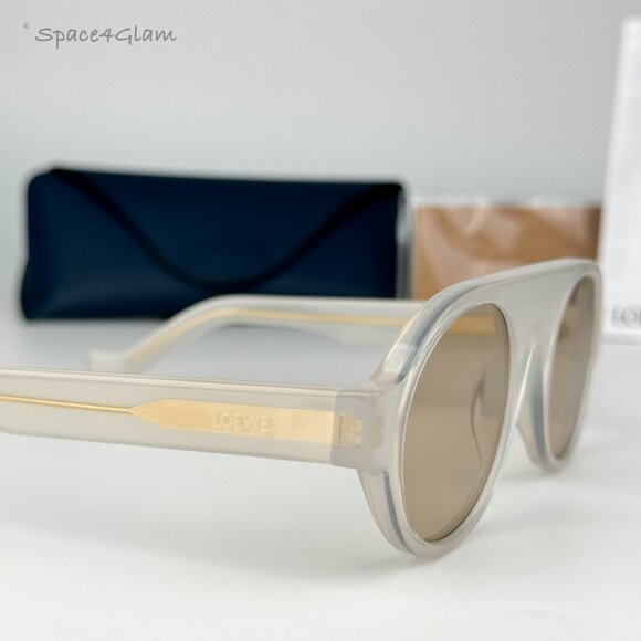 NEW Loewe LW40020I 21E Clear White Gold Brown Round Unisex Sunglasses LW 40020I